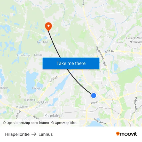 Hilapelto Road to Lahnus map