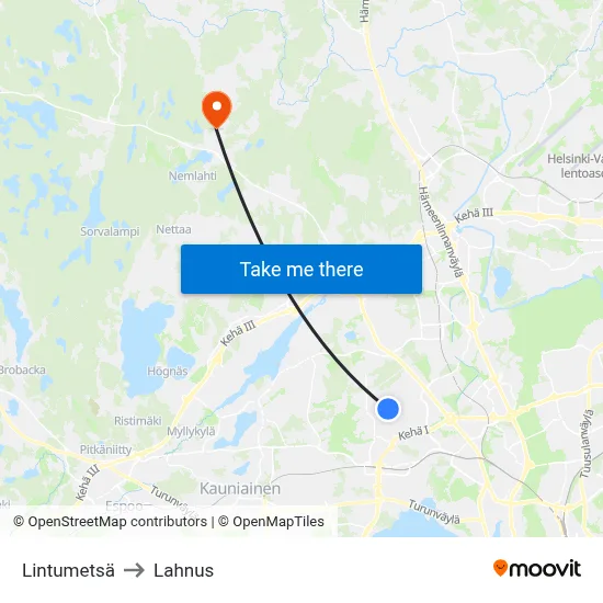 Bird Forest to Lahnus map