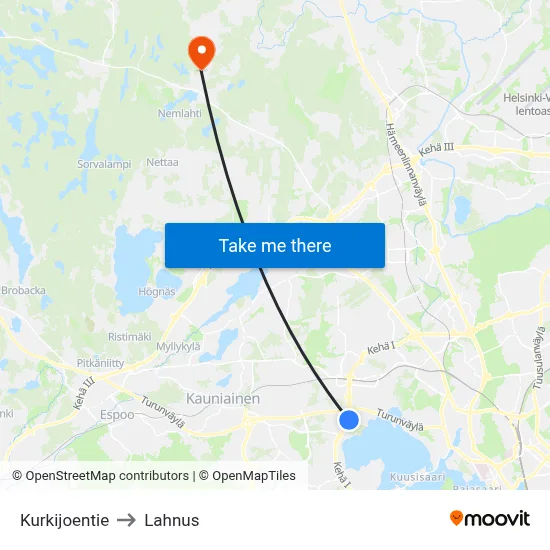 Kurkijoki Road to Lahnus map