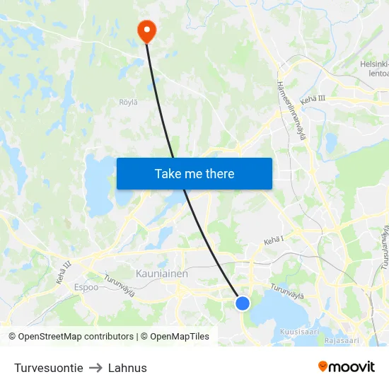 Turvesuontie to Lahnus map