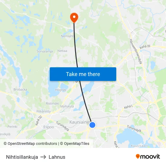 Nihtisilta Alley to Lahnus map