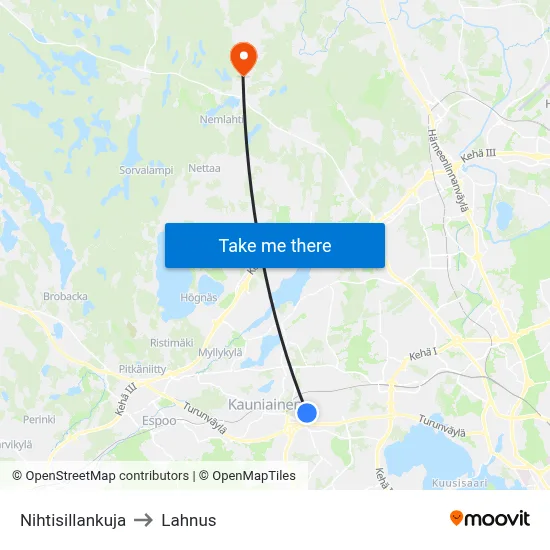 Nihtisilta Alley to Lahnus map