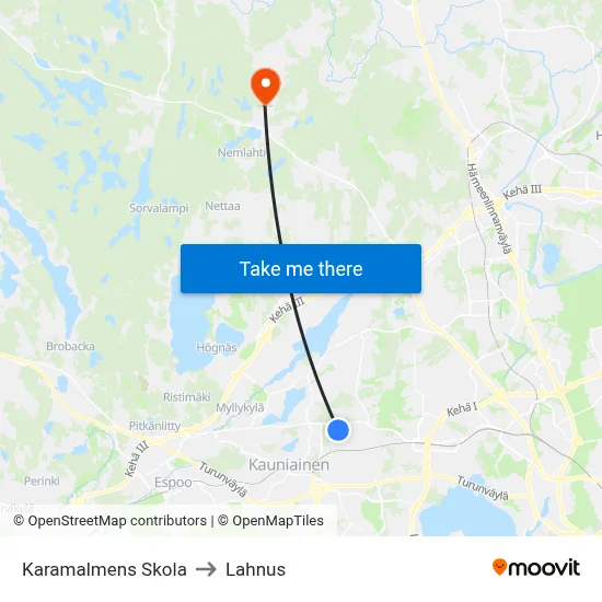 Karamalmen School to Lahnus map