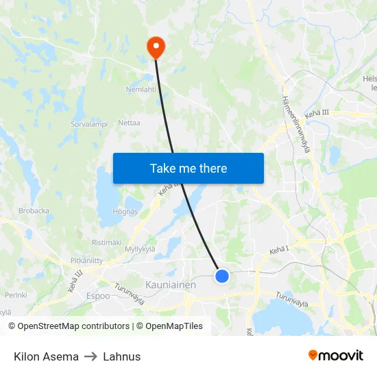 Kilo Station to Lahnus map