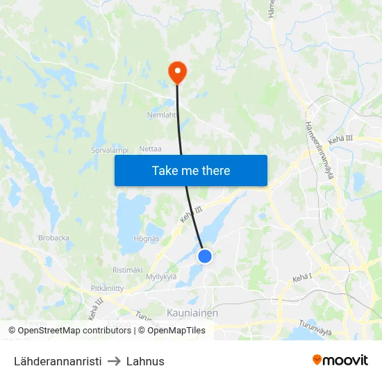 Source Shore Cross to Lahnus map