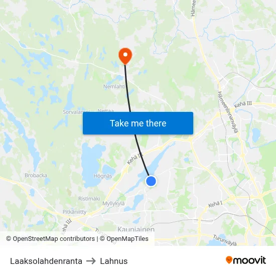 Laaksolahti Shore to Lahnus map
