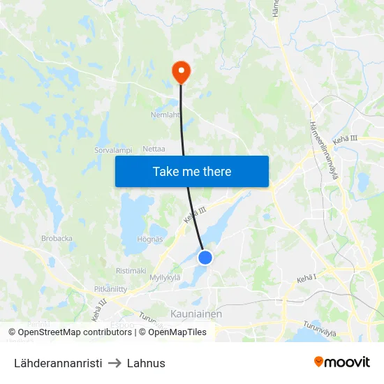 Source Shore Cross to Lahnus map