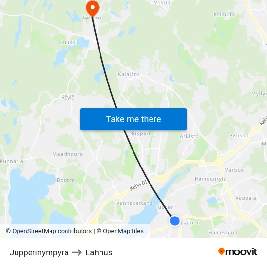 Jupperi Circle to Lahnus map