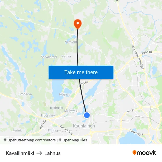 Kavalli Hill to Lahnus map