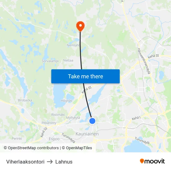 Viherlaakso Square to Lahnus map