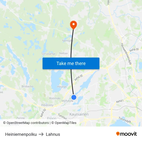 Heiniemi Path to Lahnus map