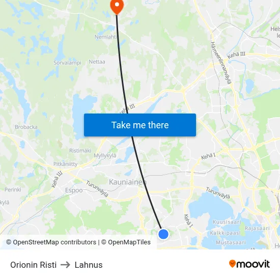 Orion's Cross to Lahnus map