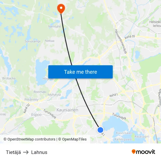Tietaja to Lahnus map
