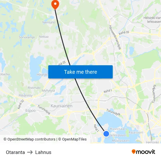 Otaranta to Lahnus map