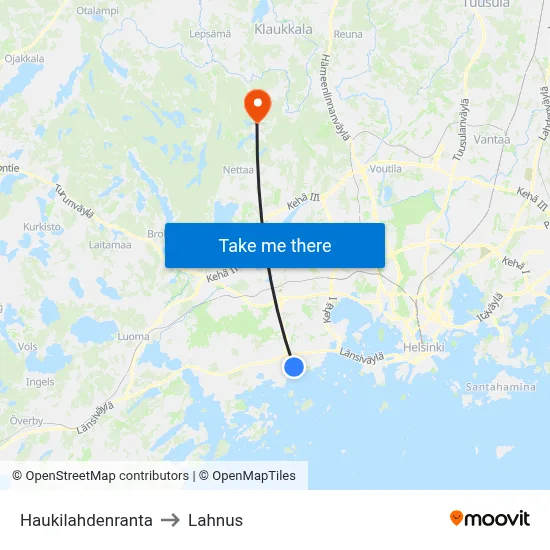 Haukilahti Shore to Lahnus map