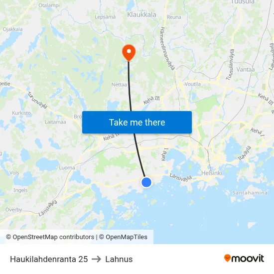 Haukilahti Shore 25 to Lahnus map