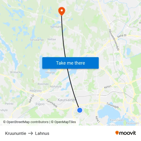 Kruunu Road to Lahnus map