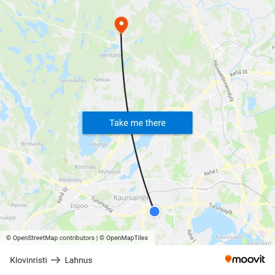 Klovinristi to Lahnus map
