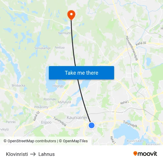 Klovinristi to Lahnus map