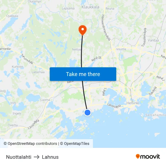 Nuottalahti to Lahnus map