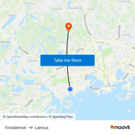 Friisilä Cross to Lahnus map