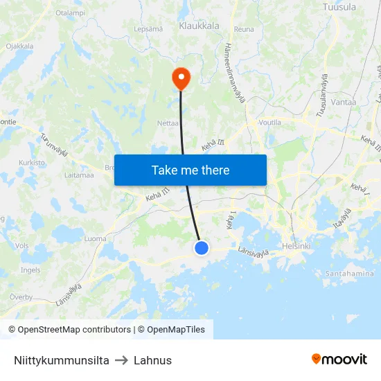Niittykumpu Bridge to Lahnus map