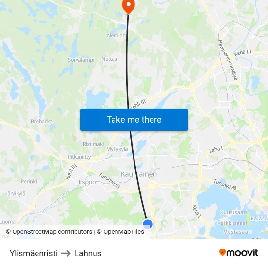 Ylismaki Crossing to Lahnus map