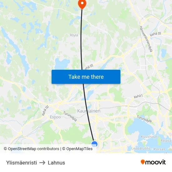 Ylismaki Crossing to Lahnus map