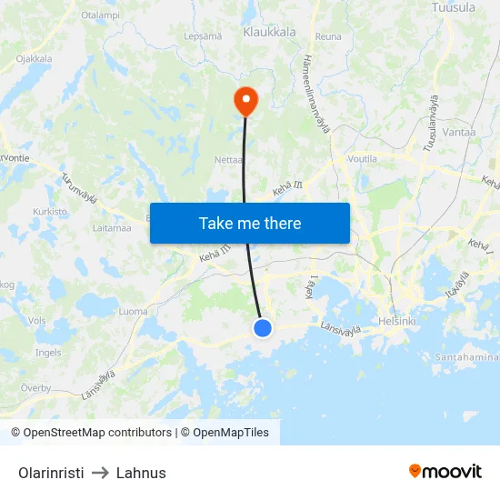 Olari Cross to Lahnus map
