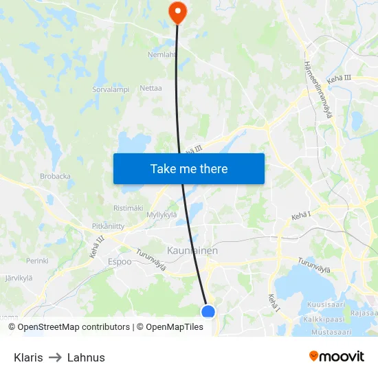 Klaris to Lahnus map