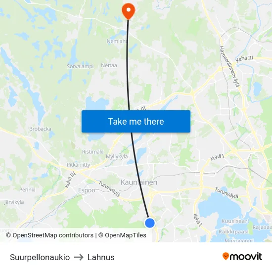 Suurpelto Square to Lahnus map