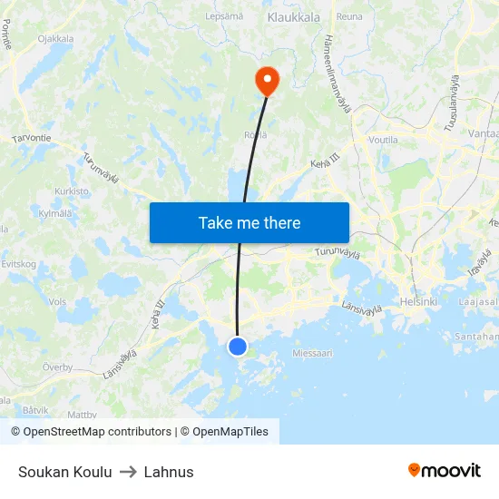 Soukka School to Lahnus map