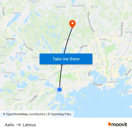 Aalto to Lahnus map