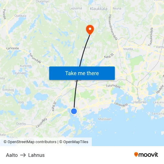 Aalto to Lahnus map