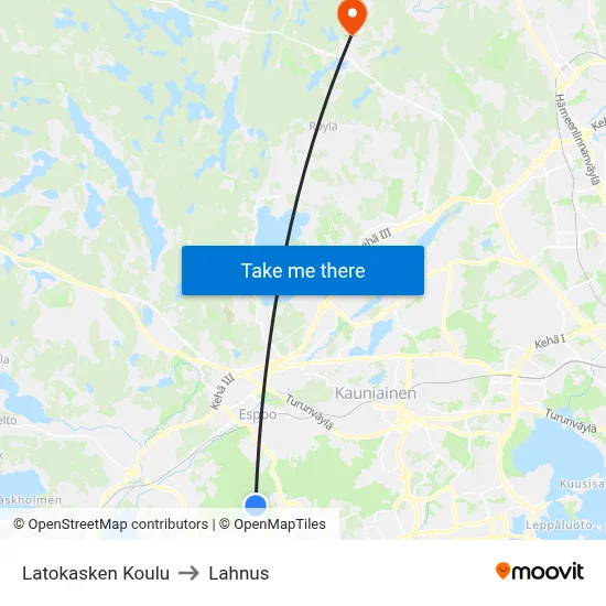Latokaski School to Lahnus map