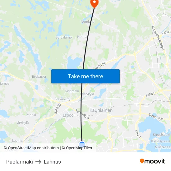 Puolarmaki to Lahnus map