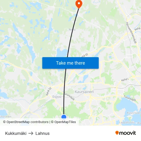 Kukkumäki to Lahnus map
