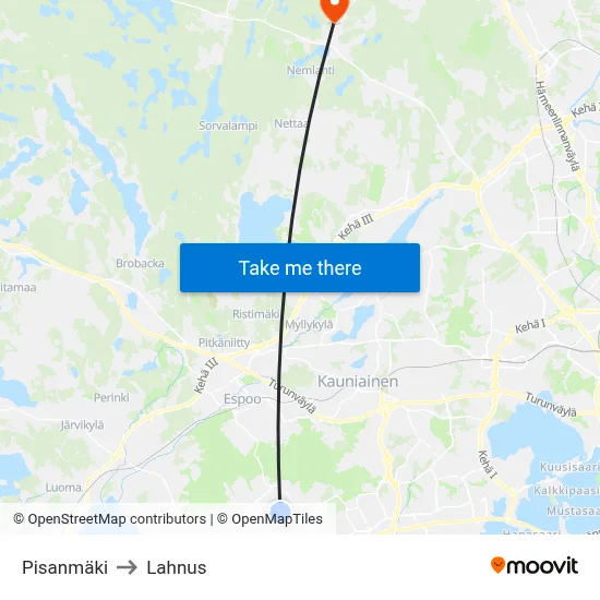 Pisa Hill to Lahnus map