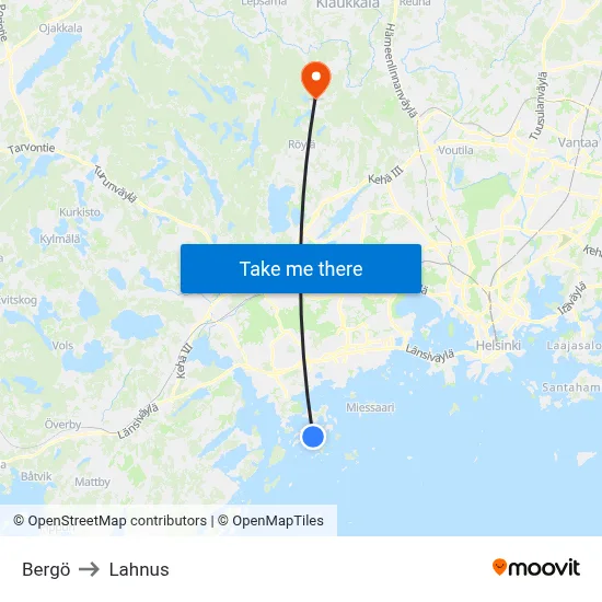 Bergö to Lahnus map