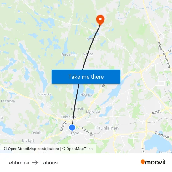 Lehtimäki to Lahnus map