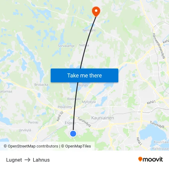 Lugnet to Lahnus map