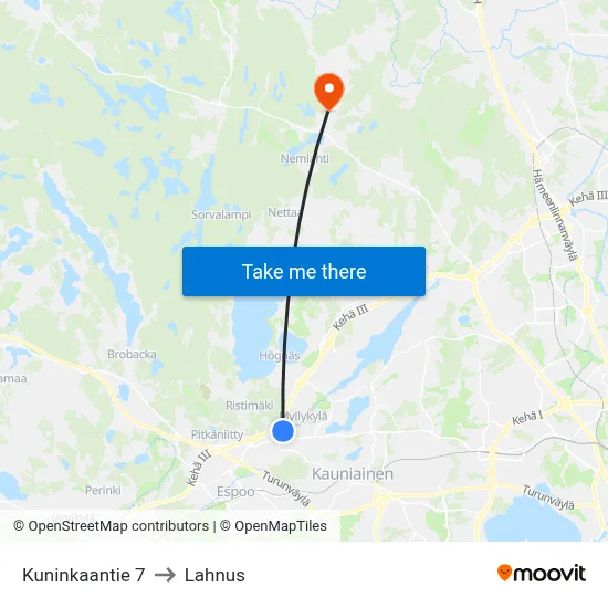 King's Road 7 to Lahnus map