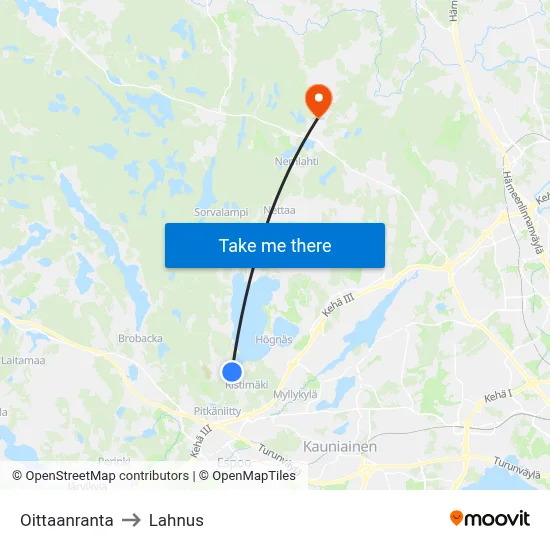 Oittaanranta to Lahnus map