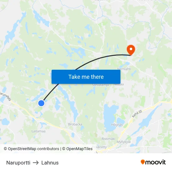 Naruportti to Lahnus map