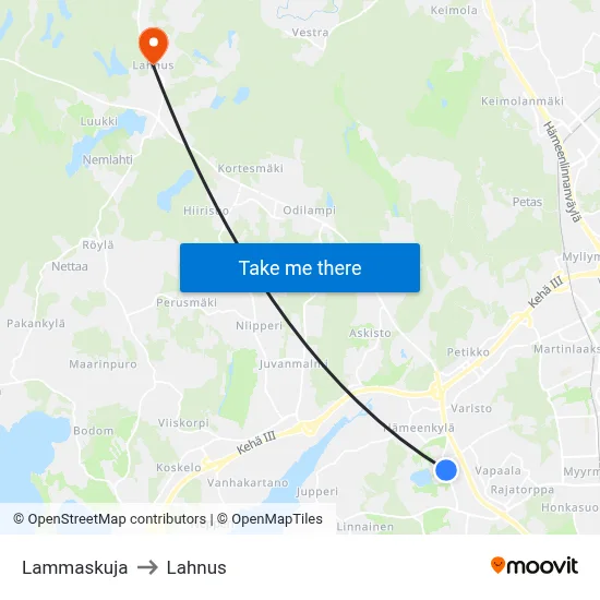 Lamb Lane to Lahnus map