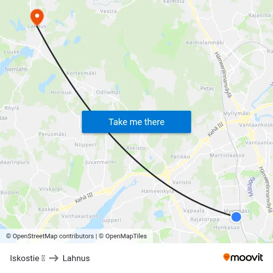 Iskostie 🛍️ to Lahnus map
