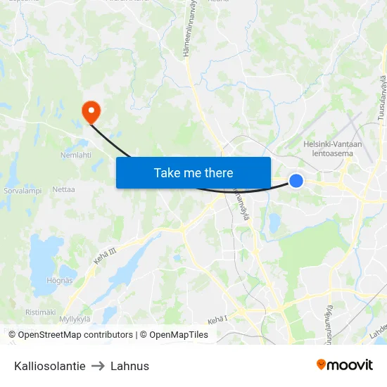 Kalliosola Road to Lahnus map