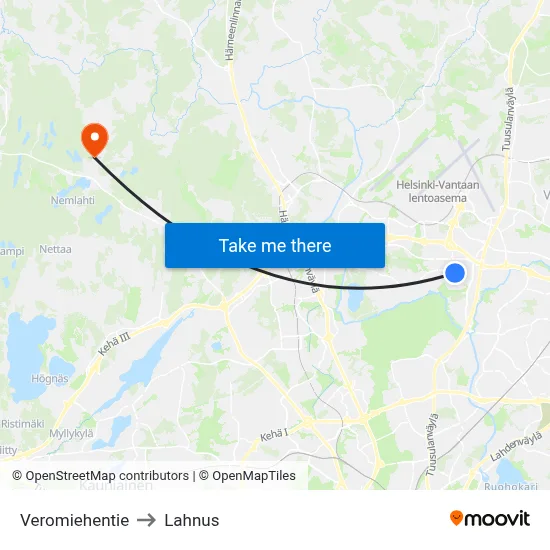 Veromiehentie to Lahnus map