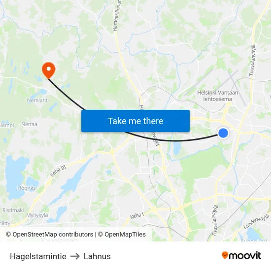 Hagelstam Road to Lahnus map