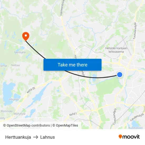 Herttuankuja to Lahnus map